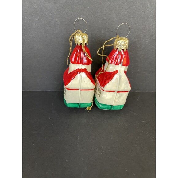 Vintage Set of 2 Blown Glass Ornaments House Cottage Hand Painted - West Germany - Picture 4 of 9
